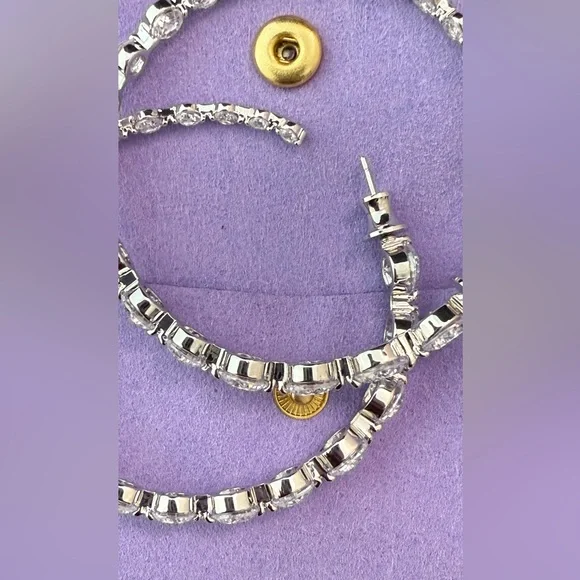 She's an Icon Hoops 2" Silver|White Diamondettes by Melinda Maria - Picture 9 of 15